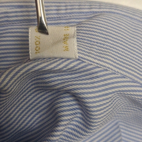 Brioni Mens Blue Striped Dress Shirt Sz 16R/41 - Picture 6 of 11